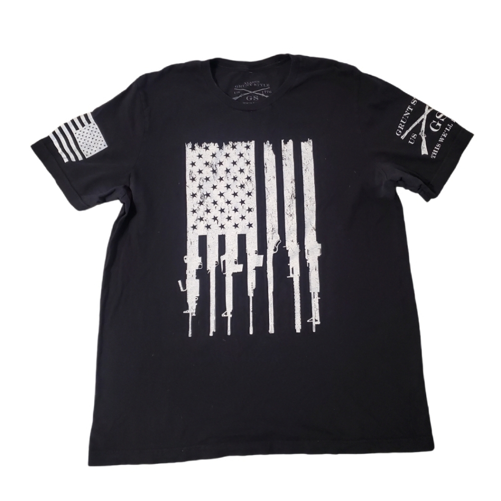 Grunt Style Men's Black Rifle Flag Short‎ Sleeve T-shirts XL
